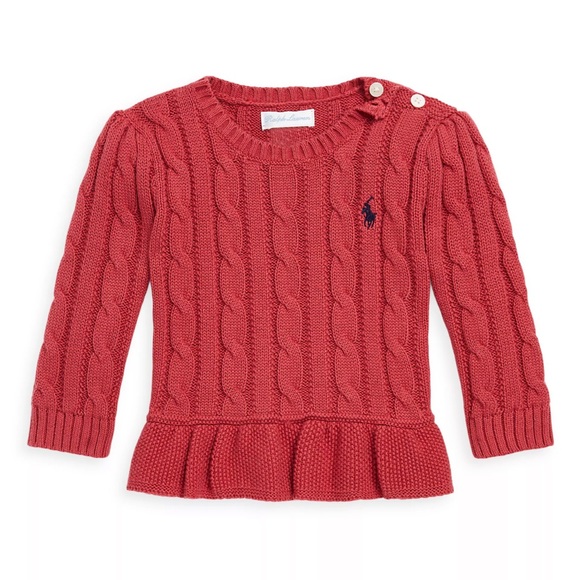 Polo Ralph Lauren Baby Girl's Peplum Combed Cotton Sweater